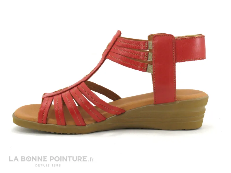 Achat chaussures Moran's Femme Sandale et Nu-pieds, vente Morans FELLY Rouge - Sandale montante Femme - Talon compense