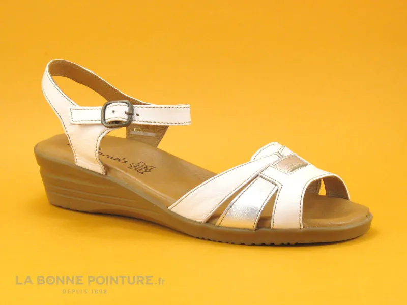 Achat chaussures Moran's Femme Sandale et Nu-pieds, vente Morans FIGAROL Blanc Argent - Nu-pieds talon compense