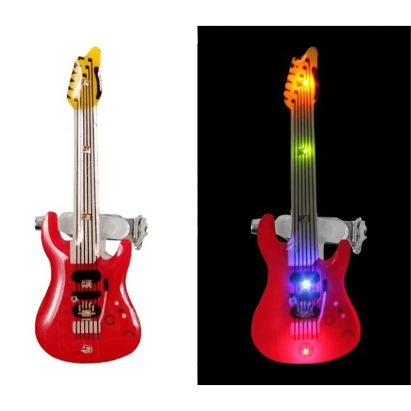 Badge Lumineux en Forme Guitare Rouge