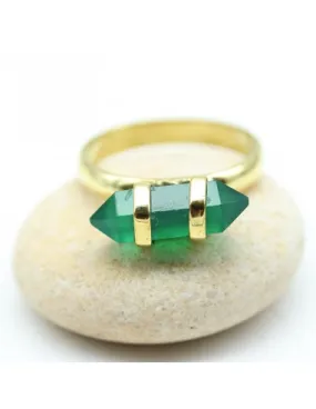 Bague agate verte dorée en laiton