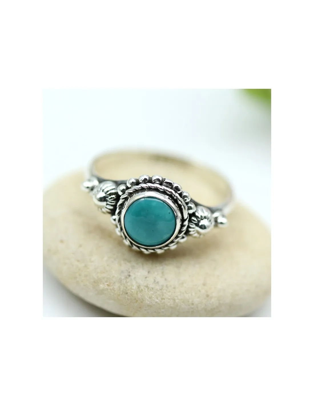 Bague argent ethnique et turquoise