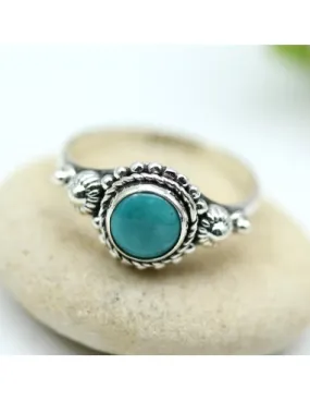 Bague argent ethnique et turquoise