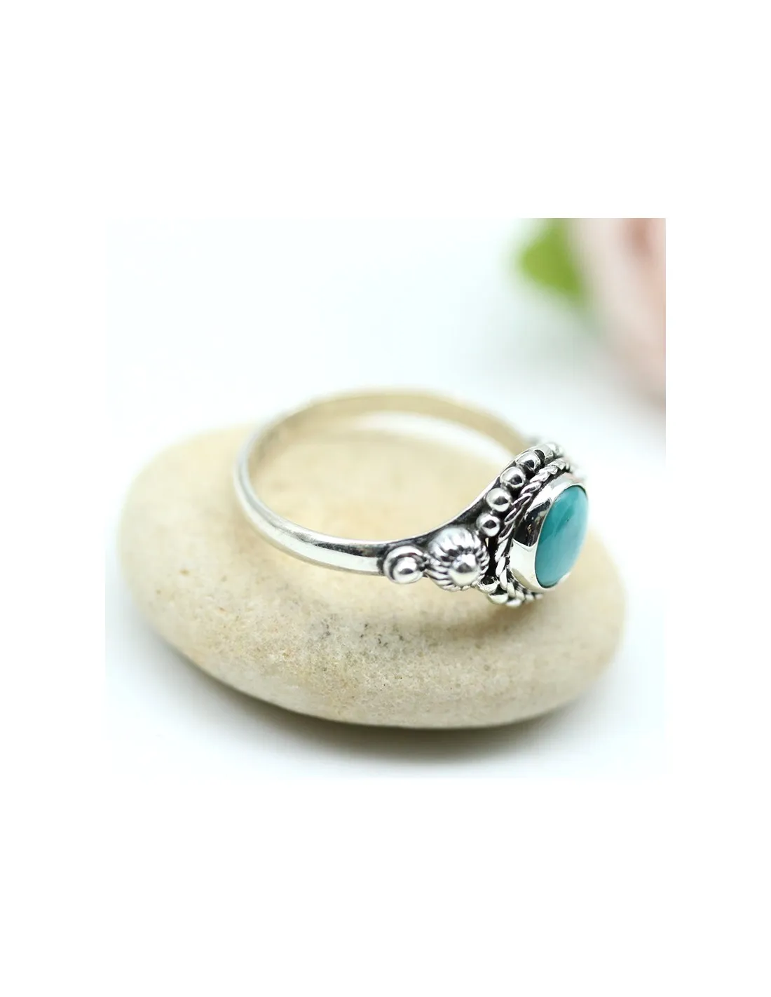 Bague argent ethnique et turquoise