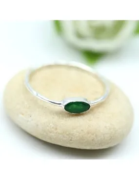 Bague argent fine pierre verte