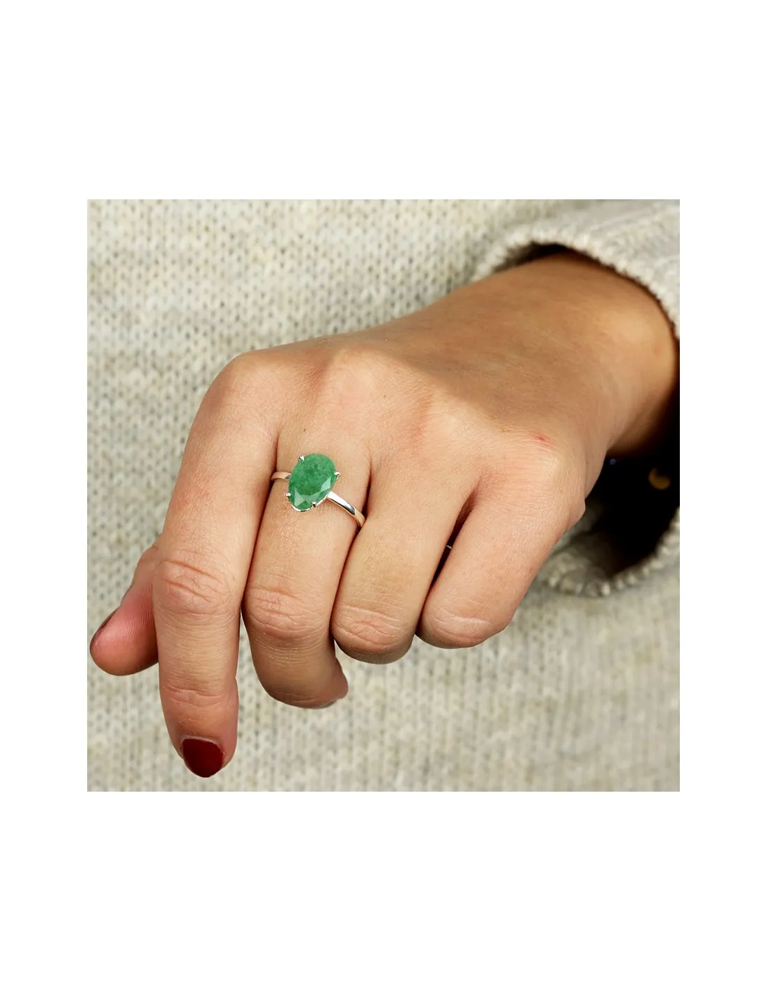 Bague argent griffée et aventurine