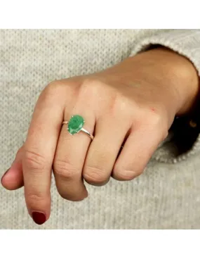 Bague argent griffée et aventurine