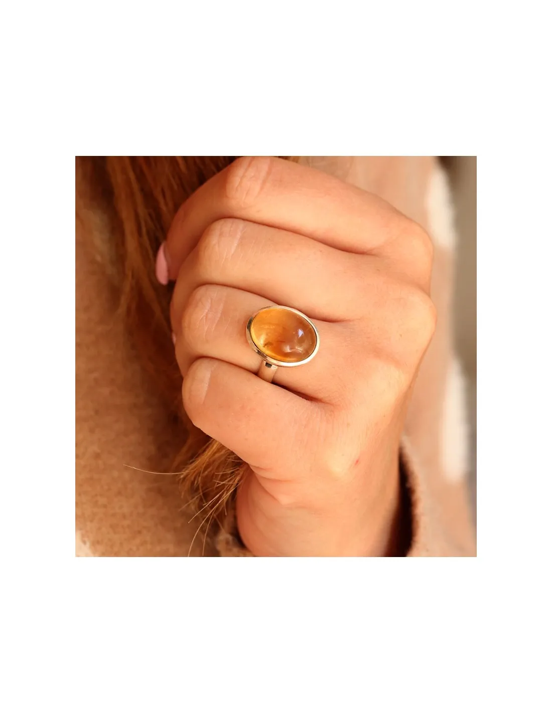 Bague argent pierre citrine