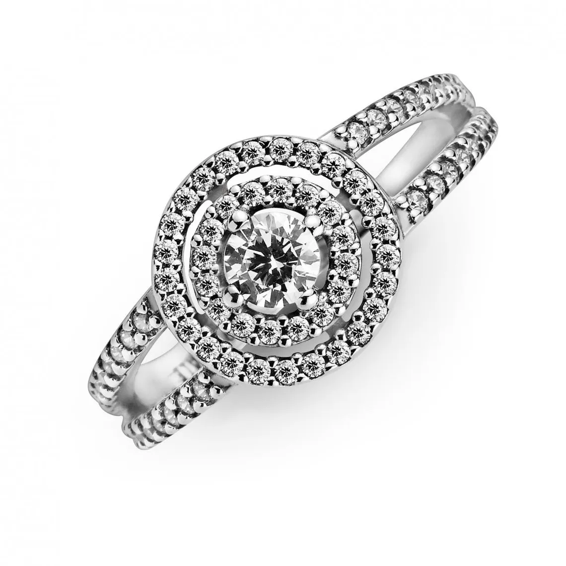 Bague Halo Double Scintillante avec pierre centrale surélevée Pandora Timeless - Argent | 3 Suisses