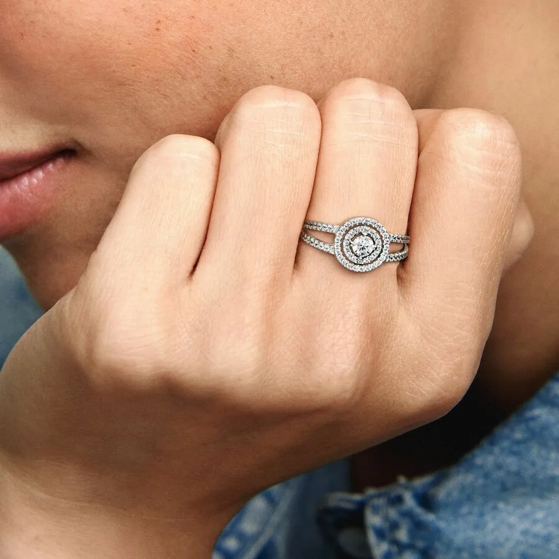 Bague Halo Double Scintillante avec pierre centrale surélevée Pandora Timeless - Argent | 3 Suisses