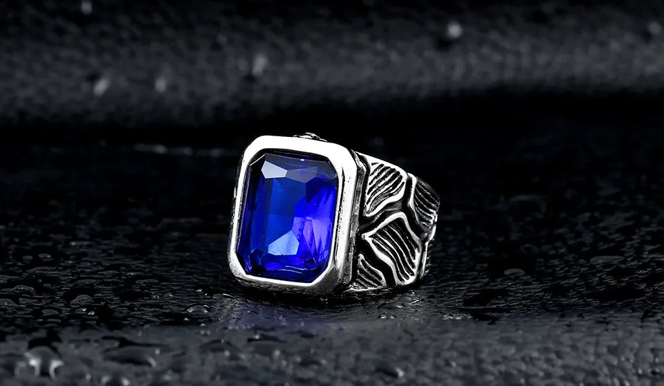 Bague Homme Pierre - Bleu Steampunk