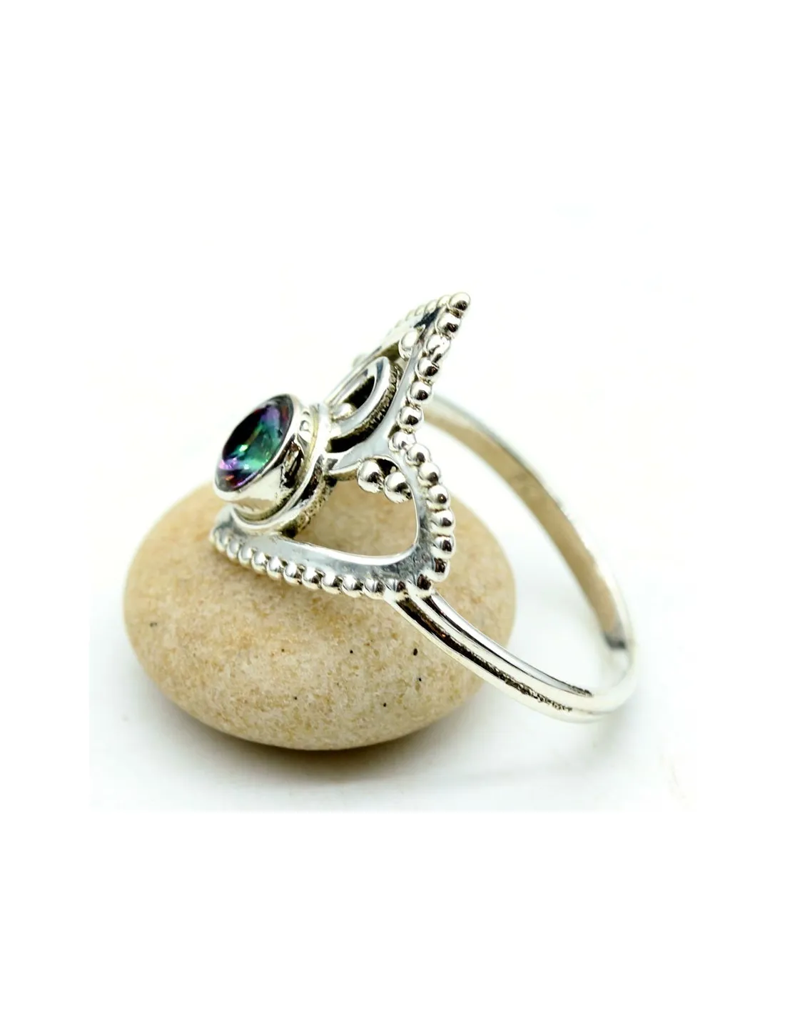 Bague lotus argent et topaze mystique