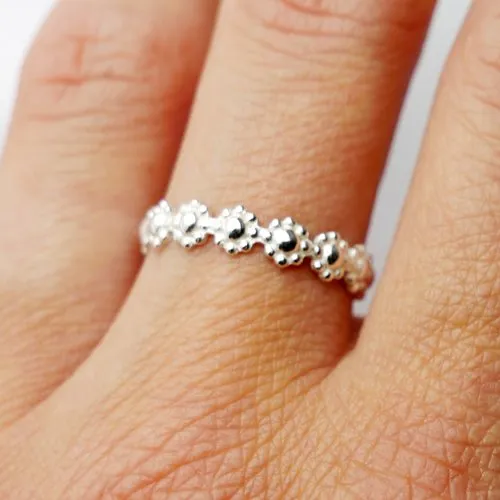 Bague minimaliste fleurs en argent 925 recyclé pour femme