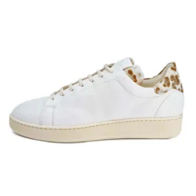 Basket femme en cuir blanc, détail léopard - Sturlini - Scarpe