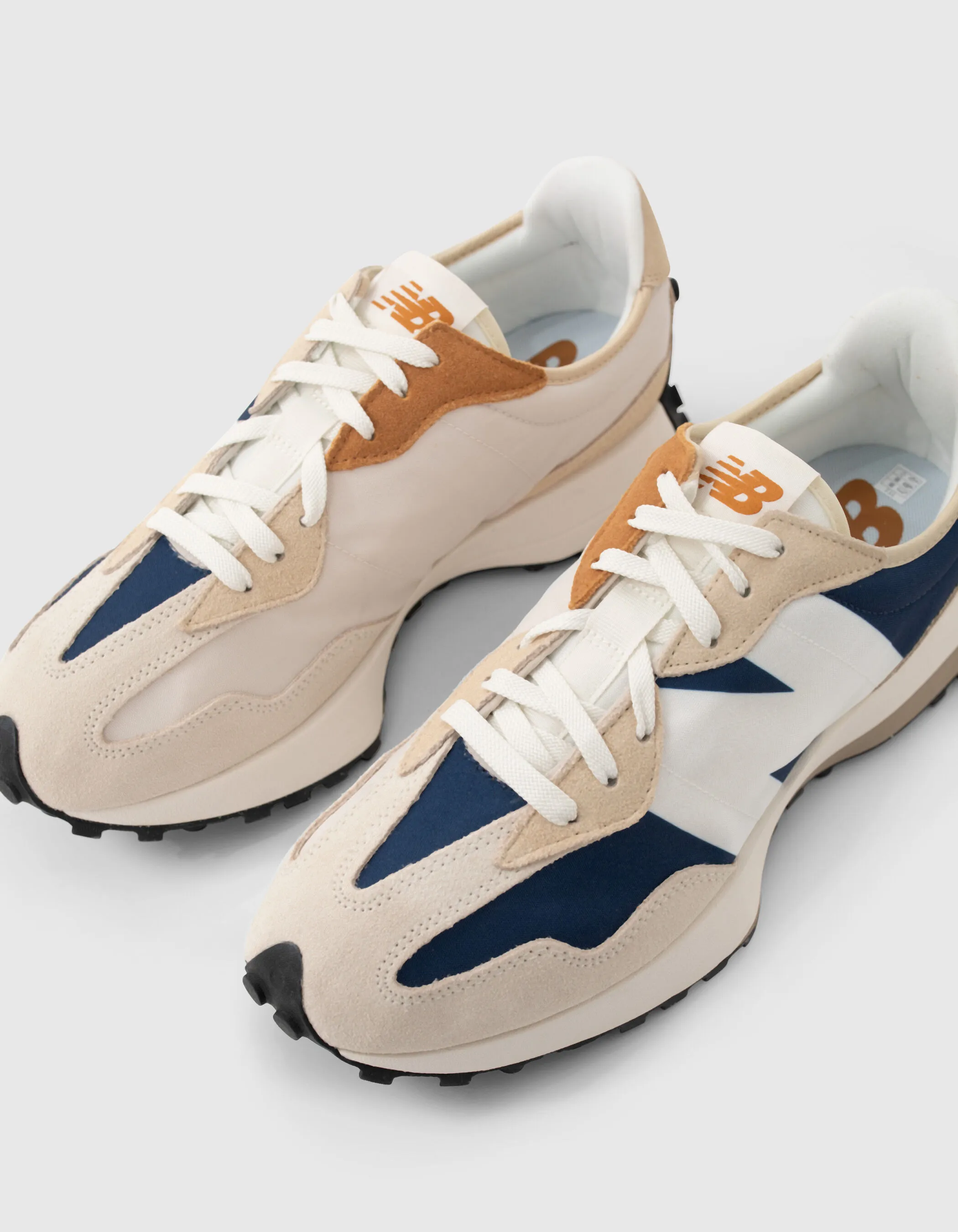 Baskets beiges et marine New Balance 327 Homme