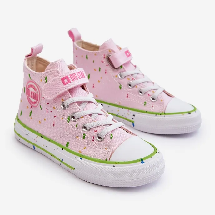 Baskets à motifs pour enfants Big Star LL374051 Rose