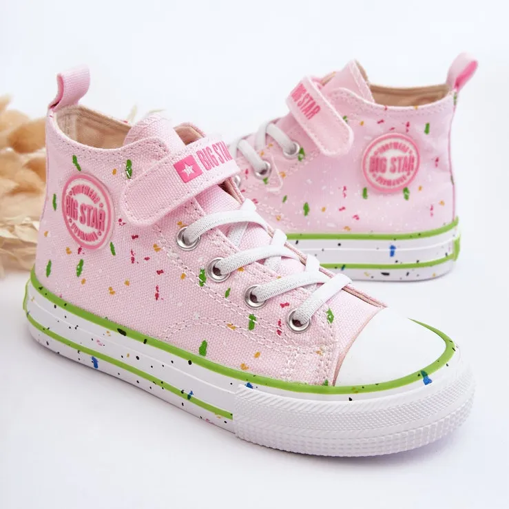 Baskets à motifs pour enfants Big Star LL374051 Rose