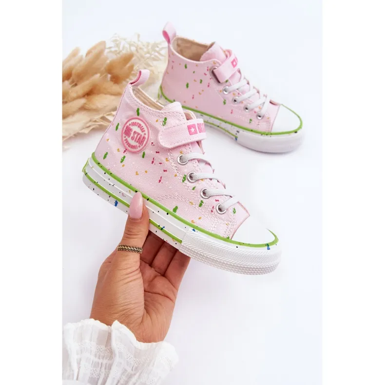 Baskets à motifs pour enfants Big Star LL374051 Rose