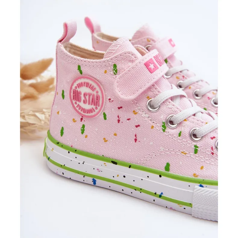 Baskets à motifs pour enfants Big Star LL374051 Rose