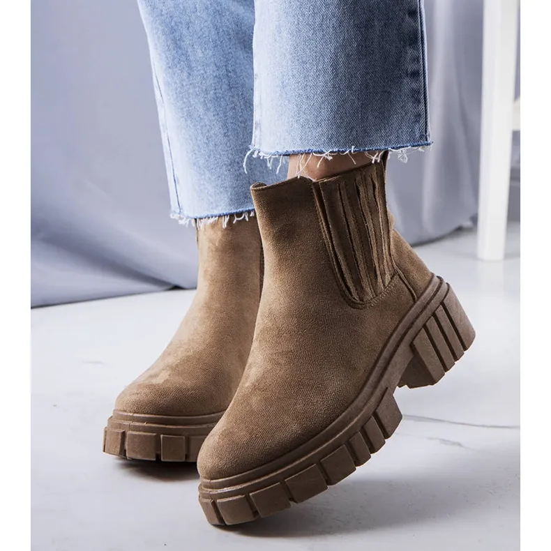 BM Bottes isolées marron Leiva brun kaki vert