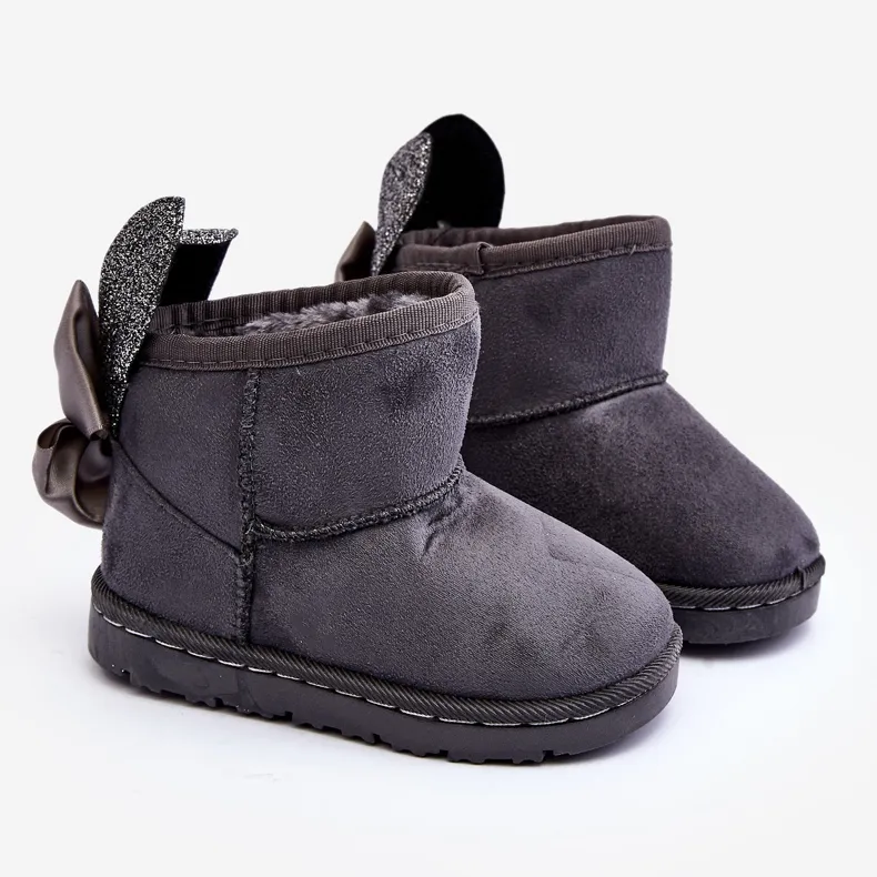 Bottes De Neige Chaudes Avec Nœuds Meriva Gris Fille