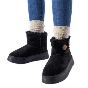 Bottes de neige isolées noires avec bouton Ronco le noir