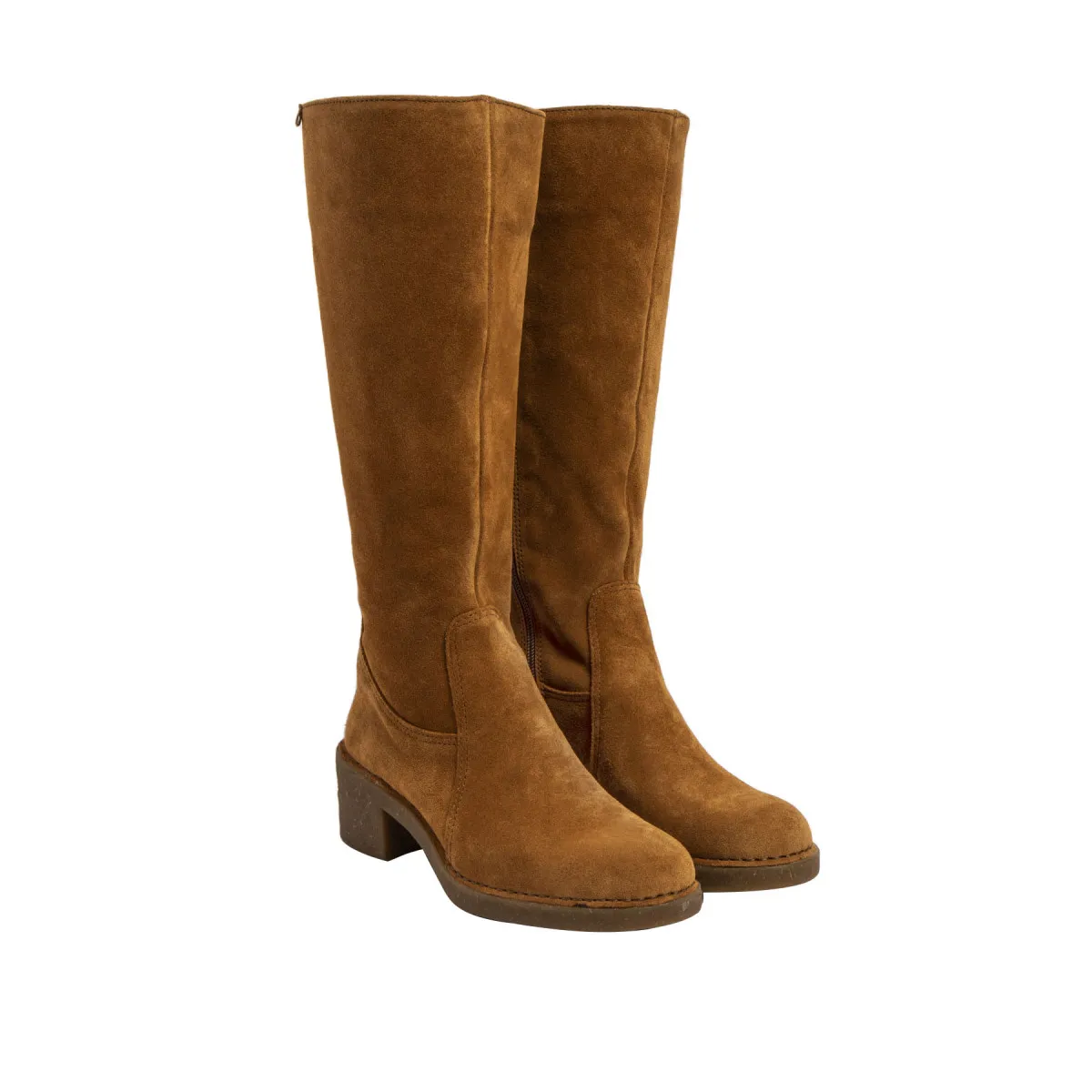 Bottes à talon en cuir doux - Marron