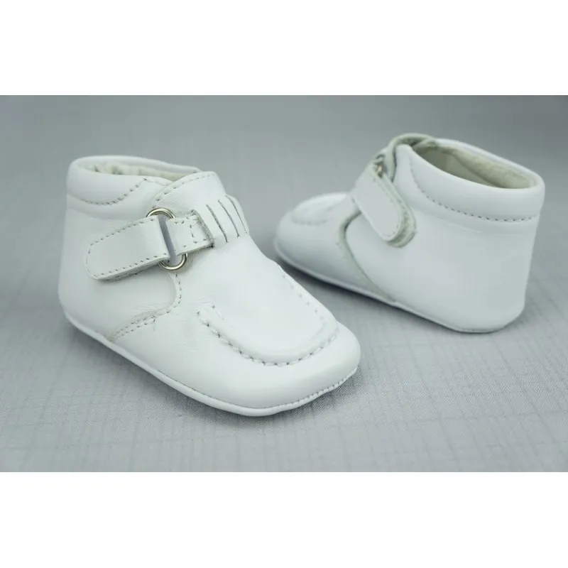 Bottines babies blanc cuir bébé garçon