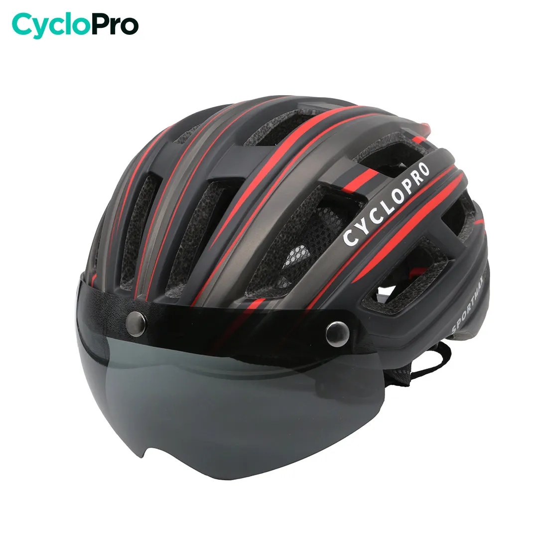 Casque vélo avec visière noir et rouge - SportMax