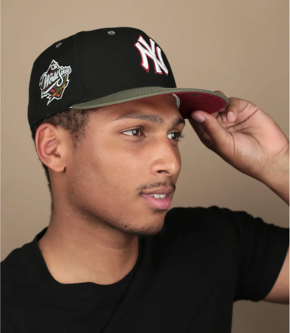 Casquette fitted noire NY - Side Patch 59Fifty New York Yankees black new olive New Era : Headict