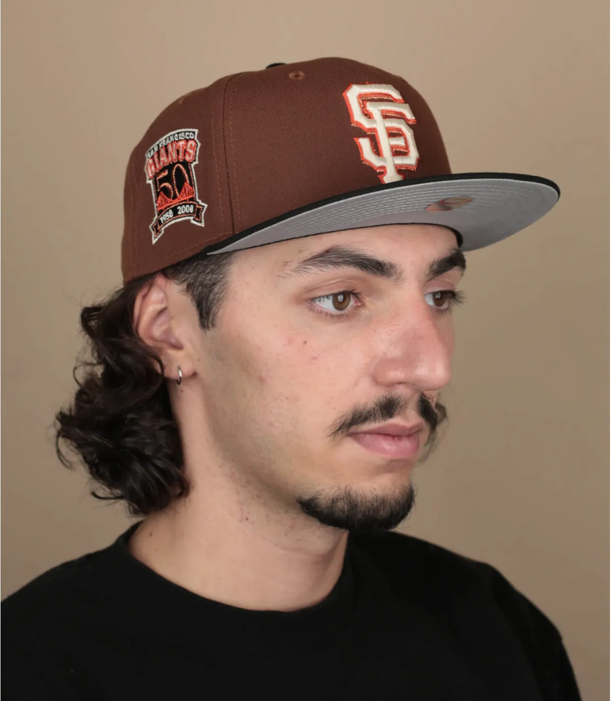 Casquette fitted San Francisco marron patch - Casquette Harvest 59Fifty San Francisco Giants New Era : Headict