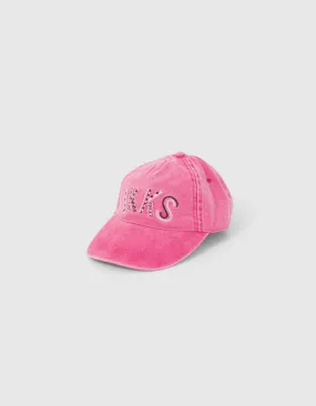 Casquette fuchsia avec broderies devant fille