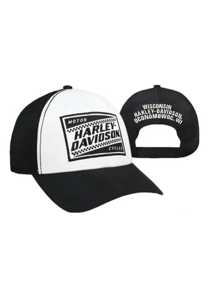 Casquette Harley Davidson Homme Ignition Embroidered Baseball Cap White & Black BCC33488