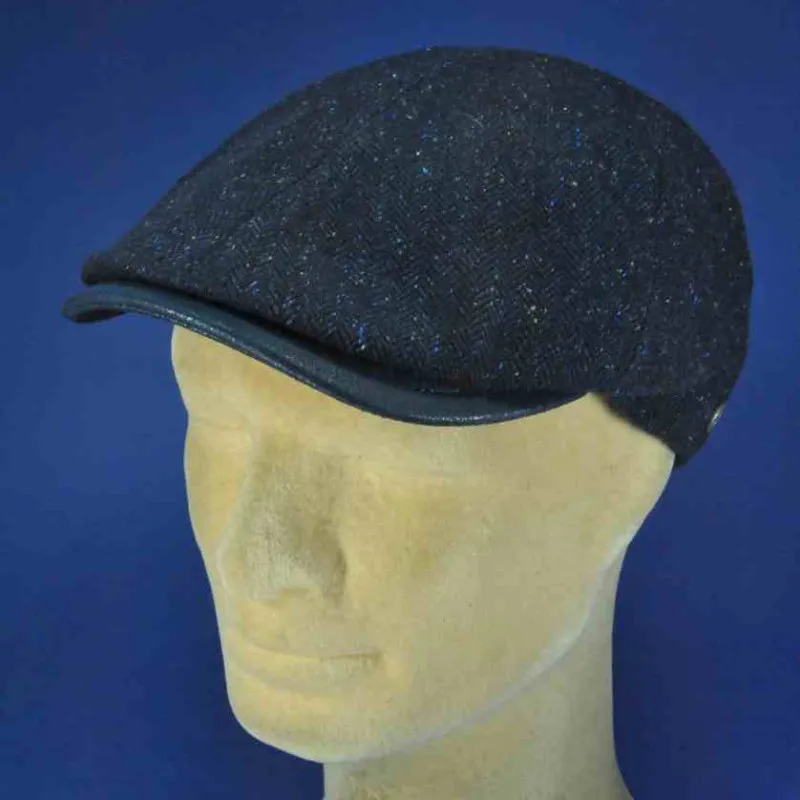 Casquette style gatsby en laine et soie couleur marine | Pour homme