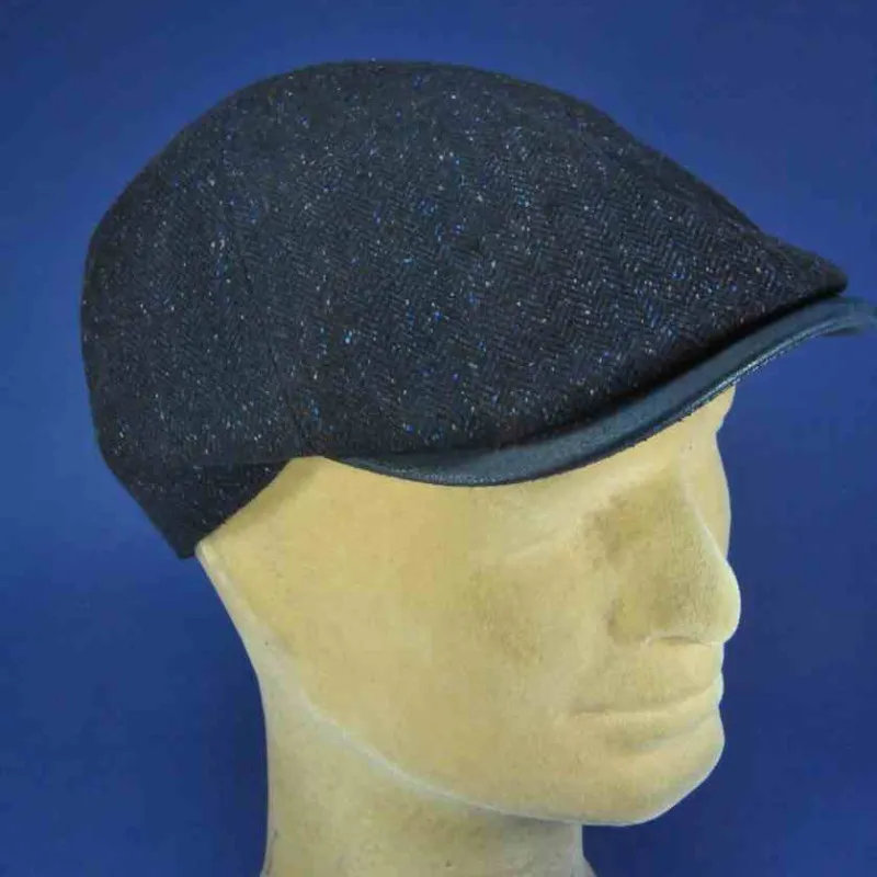 Casquette style gatsby en laine et soie couleur marine | Pour homme