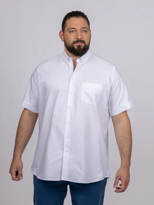 Chemise manches courtes blanche coton oxford homme grande taille | Capel