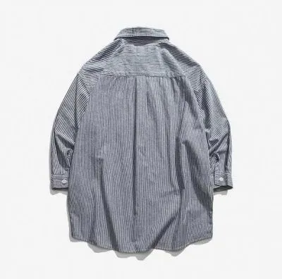 Chemise à rayures oversize à manches longues pour homme