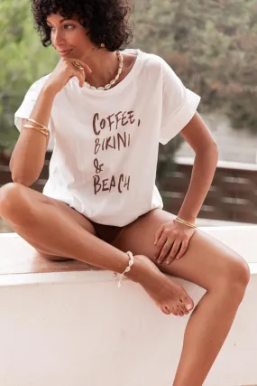 COFFEE Blanc - T-Shirt Imprimé Femme