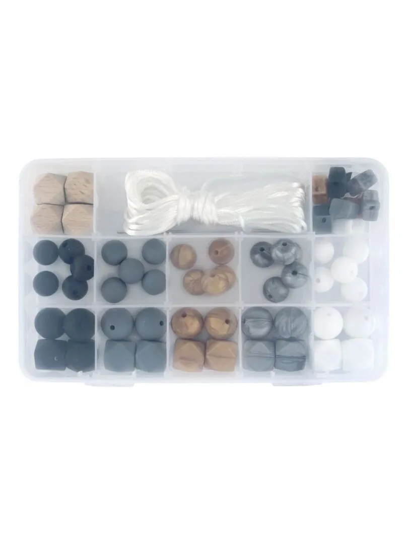 Coffret de perles en silicone - Doré et argenté - N/A