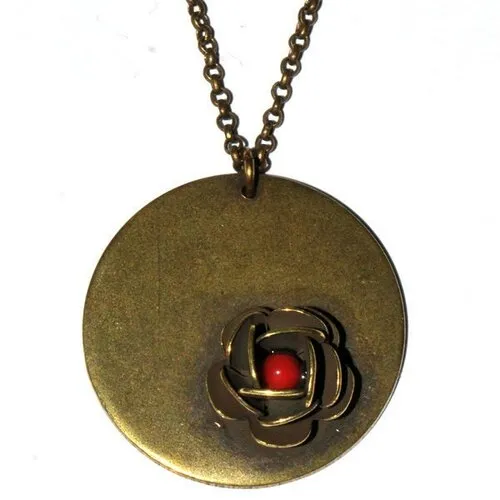 Collier ajustable rond rose en bronze vieilli