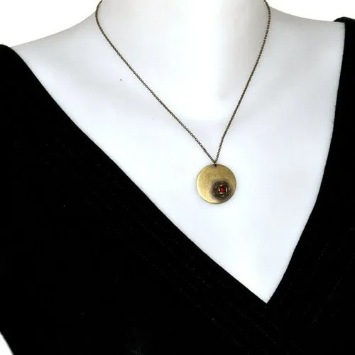 Collier ajustable rond rose en bronze vieilli