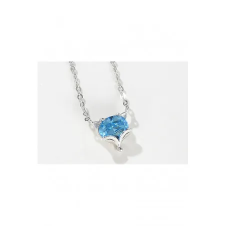 Collier chaine pendentif cristal bleu