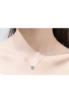 Collier chaine pendentif cristal bleu