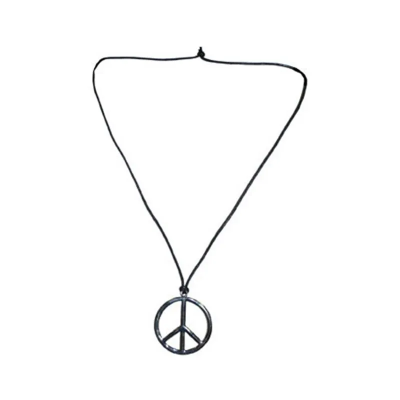 Collier de Hippie "Peace And Love" Argenté Bijou de Fête