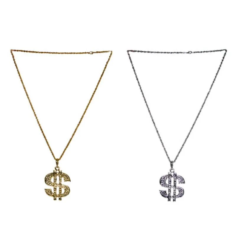 Collier métallique "dollar" argenté et doré Accessoire de Déguisement