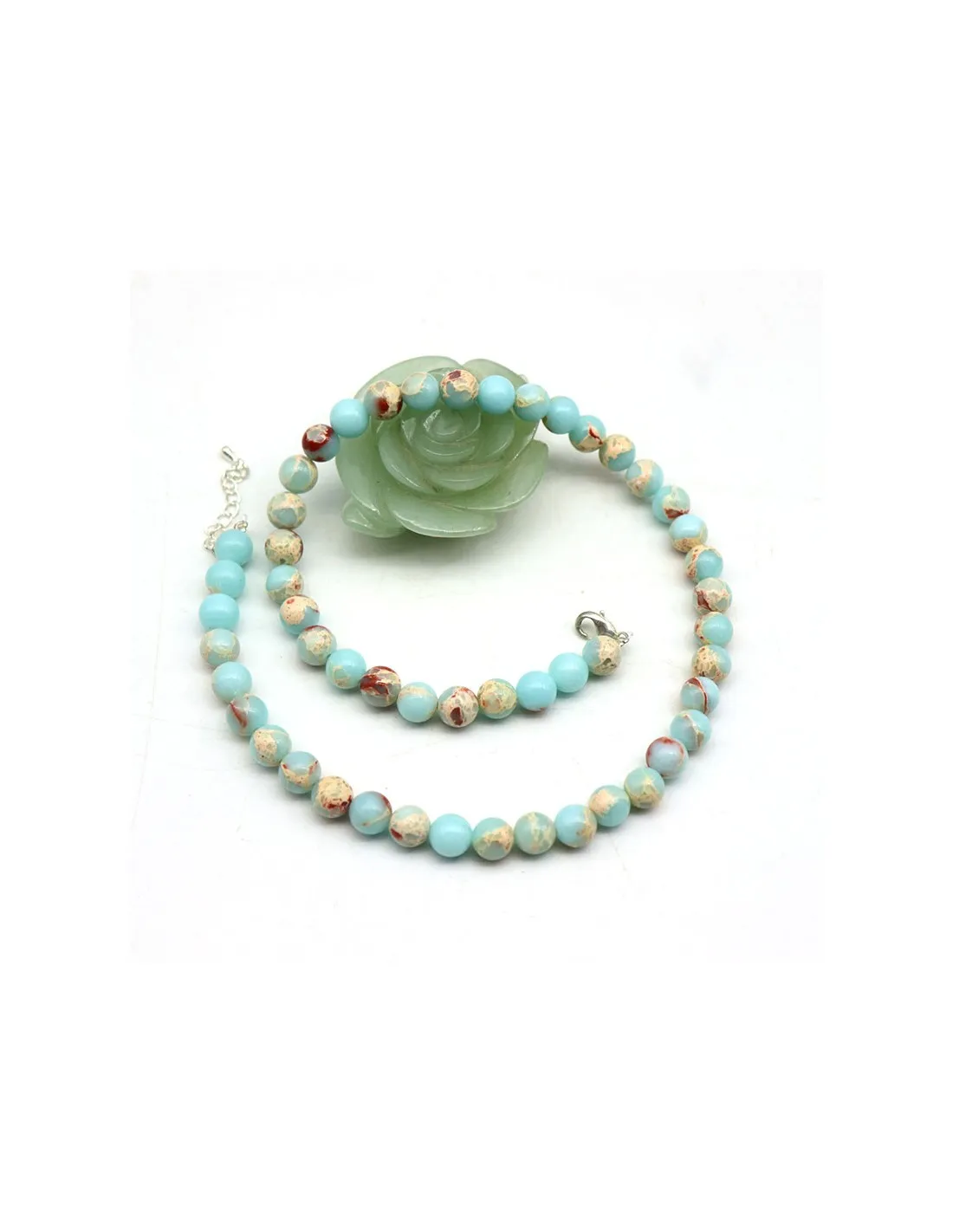 Collier pierres turquoise cuivre 8mm