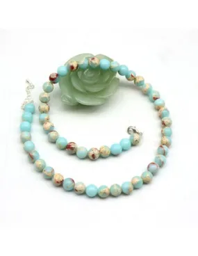 Collier pierres turquoise cuivre 8mm