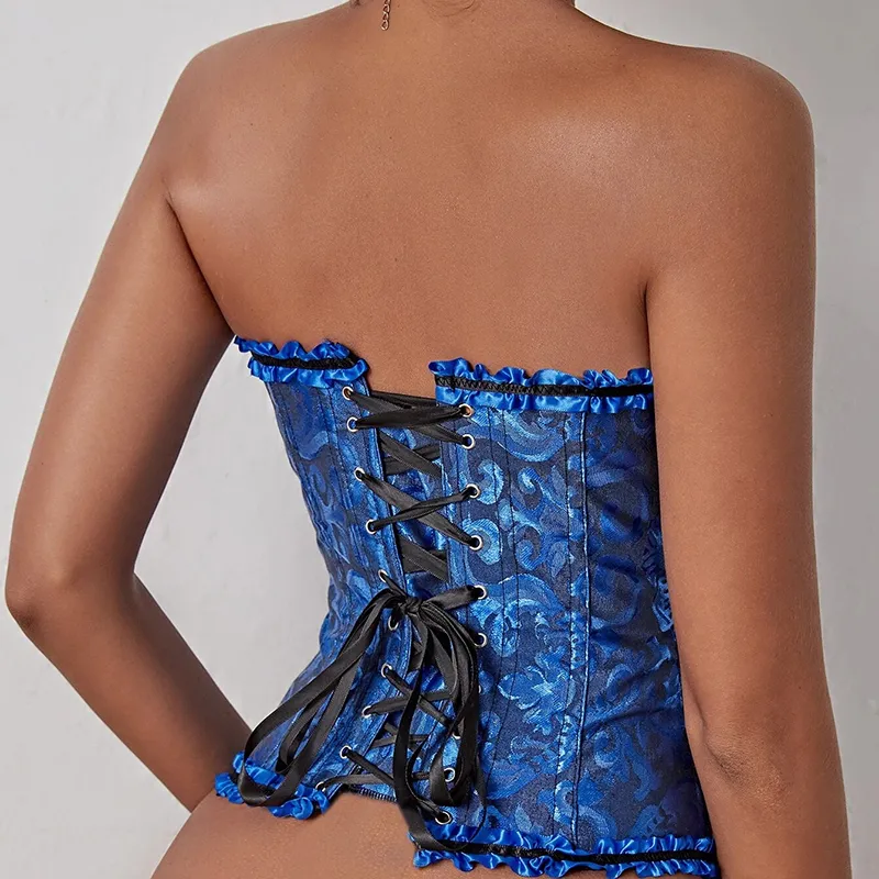 Corset victorien bleu bustier