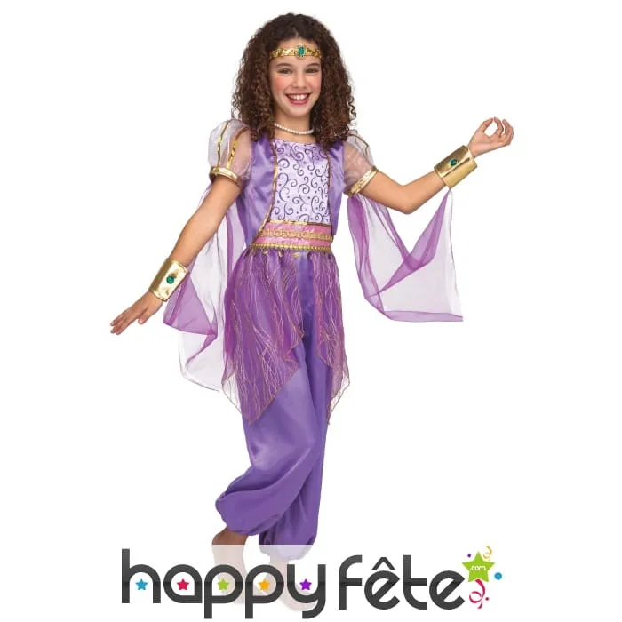 Costume de danseuse orientale violette pour enfant