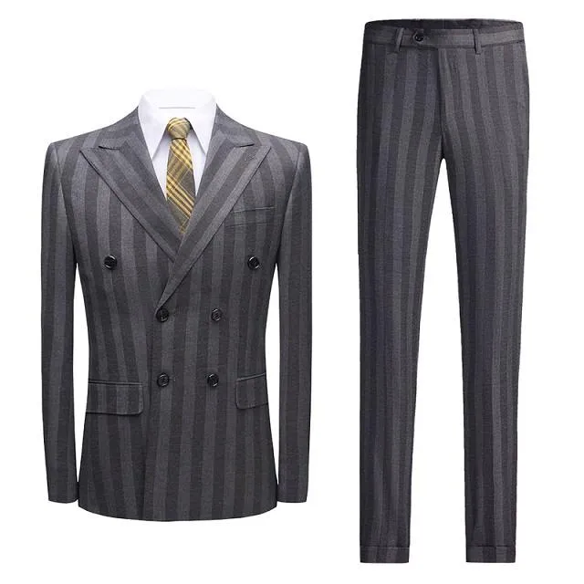 Costume gris rayé - Homme Tendance