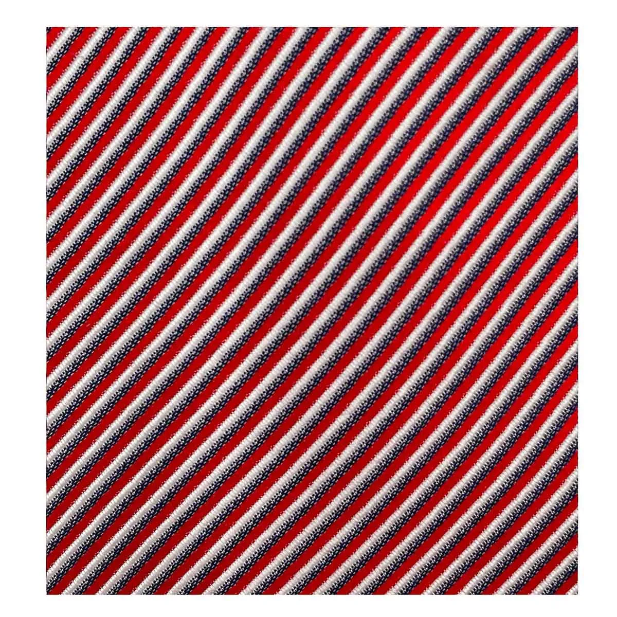 Cravate jacquard en 100% soie -  Imprimé club & rayures - Rouge et bleu - 150x7 cm